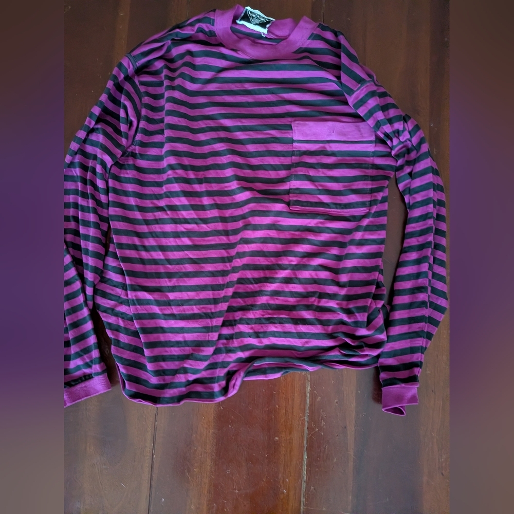 Force Fashion Purple and Black Striped Garment